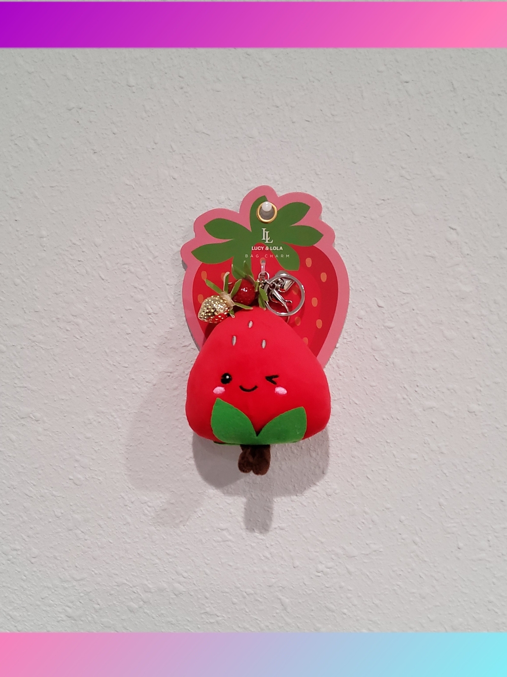 Lucy & Lola Red Strawberry Plush Keychain